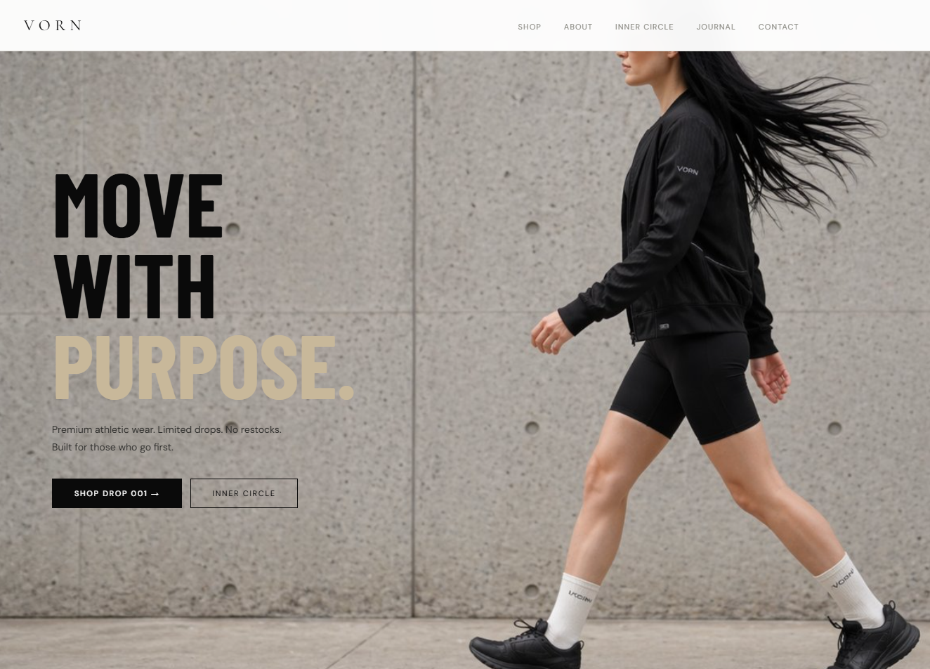 Homepage screenshot of VORN website